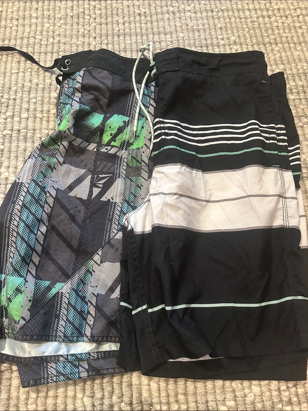 Goodfellow & Co Black Swim Shorts with Green and Gray Accents